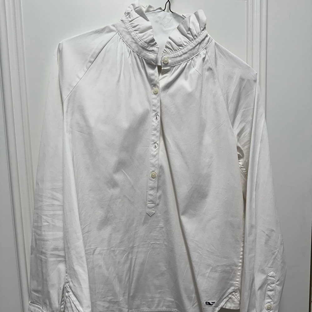 Vineyard Vines Women's Ruffle Neck Popover Size 4